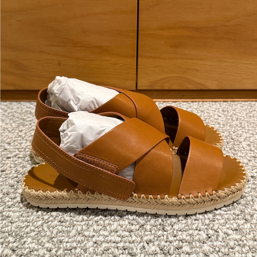 NWT Vince Women’s Tan Brown Leather Espadrille Sandals in Size 10